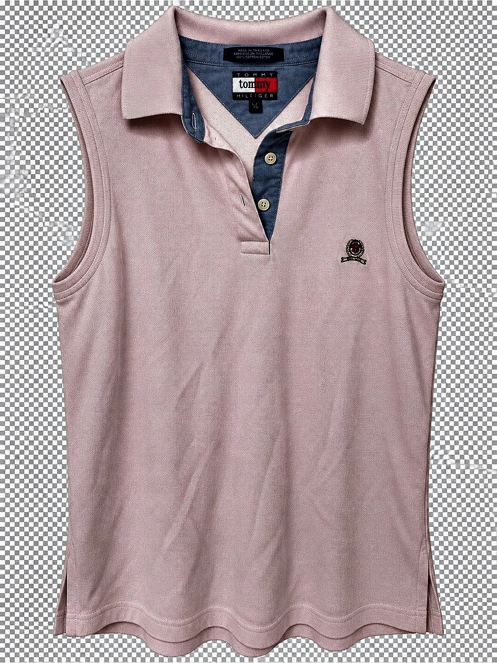 Tommy Hilfiger Vintage Pink Sleeveless Polo Top Women’s L 100% Cotton
